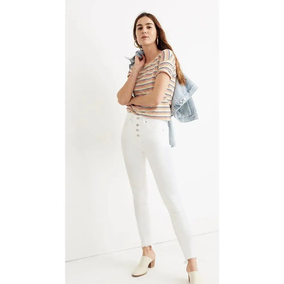 Madewell Petite 10" High-Rise Skinny Jeans in Pure White: Step-Hem Edition - Picture 1 of 8